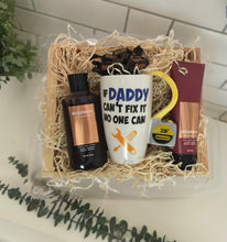Load image into Gallery viewer, Hey there, champions of gift-giving and honorary fixer-uppers of the family!
When it comes to fixing things, Dad's the undisputed superhero! But let's admit it, sometimes even the mighty need a little pampering. Introducing the "If Daddy Can't Fix it No One Can" crate - the ultimate smile-maker for your Special Someone!