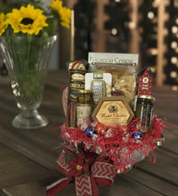 Load image into Gallery viewer, But wait, there's more! The beauty of this gift is that it can be customized to suit your preferences. And when it arrives at your recipient's doorstep, it's elegantly wrapped in cellophane, complete with a notecard and an exquisitely hand-tied bow. So, why not send this Italian feast in a basket to your special someone? It's the perfect way to share a gourmet Italian celebration!