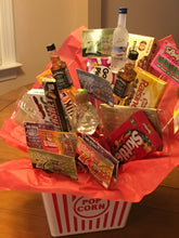 Load image into Gallery viewer, 2. - Movie Box for an ADULT! Mix scratch-off tickets - No Adult drinks - popcorn - candy! - *Extra treats to SHIP! We will add additional treats or let us know in notes if we can add drink mixers in addition to extra treats.