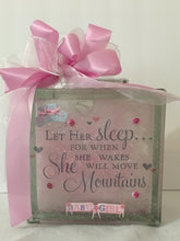Load image into Gallery viewer, Welcome Baby Girl Light Block is a perfect gift for a new baby night light. It can be customized for either a boy or a girl. We can customize this block with a prayer, footprints, weight, height, date of birth, time of birth, and photos provided by you. We will finish it with battery-operated or plug-in lights per your request.