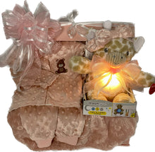 Load image into Gallery viewer, for your little princess and more.
Are you looking for something more neutral or tailored for a baby boy? We can customize this set in soft neutral tones or blue for a charming prince make your selection in the drop-down.

Every gift is beautifully wrapped in a cello to display this beautiful gift and finished with a handmade bow and thoughtful notecard, making it a truly special way to welcome the newest addition to the family.