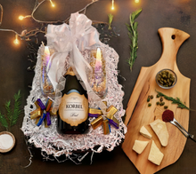 Load image into Gallery viewer, Oh, and speaking of toasts, have you seen &quot;Champagne for TWO!&quot; It&#39;s the ultimate &quot;Cheers to the Lovebirds!&quot; gift, perfect for the just-engaged duo, wedding couple, or those celebrating an anniversary. While we can&#39;t mail the bubbly joy, we sure can hand-deliver it locally in style! The beautifully packaged reusable flip-top box holds a bottle of champagne and two fancy flutes as per the couple&#39;s wishes, along with some scrumptious chocolates. Spread that sparkle and make them grin from ear to ear.