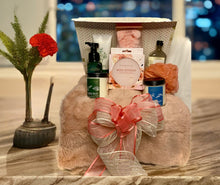 Load image into Gallery viewer, Welcome to &quot;Relaxation Bliss&quot;! Immerse yourself in pure delight with our revitalizing spa gifts. Whether for you or your special someone picture yourself or them unwinding in a serene oasis with our bath and body products, all designed to melt away your physical and mental fatigue.

Indulge in the soft embrace of a perfectly fluffy throw, and let the gentle touch of soft cotton whisk them away to tranquility. Our spa sponges, headband, and scrub loofah promise the ultimate pampering experience, 