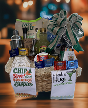 Load image into Gallery viewer, Get ready to fiesta with our Margarita Party-themed basket! It&#39;s the talk of the town, a real&nbsp;

FIESTA&nbsp;&nbsp;all packed into one fabulous gift! This baby is one of our absolute &quot;Best Sellers!&quot; So whether you&#39;re gearing up for Cinco de Mayo, planning a fun day by the pool, or looking for the perfect gift for couples, friends, business associates, cool moms, and dads, or those awesome retirees, this basket has got you covered!