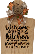 Load image into Gallery viewer, These boards make the perfect gift for hosts/hostesses, moms, nanas, teachers, friends—or anyone who loves to laugh while they cook! These boards are for decorative use only, but we do customize and personalize charcuterie boards for food products. Select your favorite saying from the dropdown menu. The boards measure with handle 14.75&quot; x 9.87&quot; x 1/2&quot; thick.