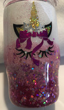 Load image into Gallery viewer, Happy Birthday... This cup was personalized for a little girl (Addie). We can customize yours too! This is a stainless steel tumbler it is great for any hot or cold drinks and can hold 14 fluid ounces with a lid. It is decorated with vinyl, extra fine glitter, and resin. These tumblers can be ready in one to two weeks. We can personalize and customize these tumblers. 