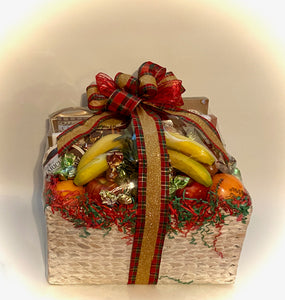 The presentation is nothing short of extraordinary, as the gift is elegantly adorned with shrink wrap, accompanied by a notecard, and embellished with a stunning handmade bow. This over-the-top gift basket promises to keep the recipient delighted for weeks to come.
