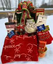 Load image into Gallery viewer, Our Christmas Holiday Trunk is a gift overloaded with special treats for yourself or that special someone! Your gift will be over the top in this beautiful trunk filled with these comforting and cozy treats. The trunk is a perfect gift in itself to store many different things.