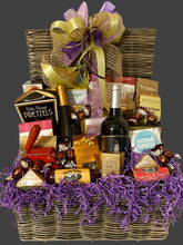 Load image into Gallery viewer, Whether commemorating a momentous occasion like a New Home, Work Promotion, Boss&#39;s Day, Retirement, Special Anniversary, or simply an impromptu gesture of affection, this basket of delights leaves an enduring impression. The fortunate recipient is sure to savor the sumptuous assortment of delectable sweets and savory treats, perfectly complemented by a thoughtfully selected wine (please note, we abstain from shipping alcoholic beverages, but we will deliver wine locally).