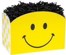 Load image into Gallery viewer, This adorable yellow smile face box is the perfect box to wrap as a gift for anyone! It measures 10&quot; x 6&quot; x 7.5&quot;.